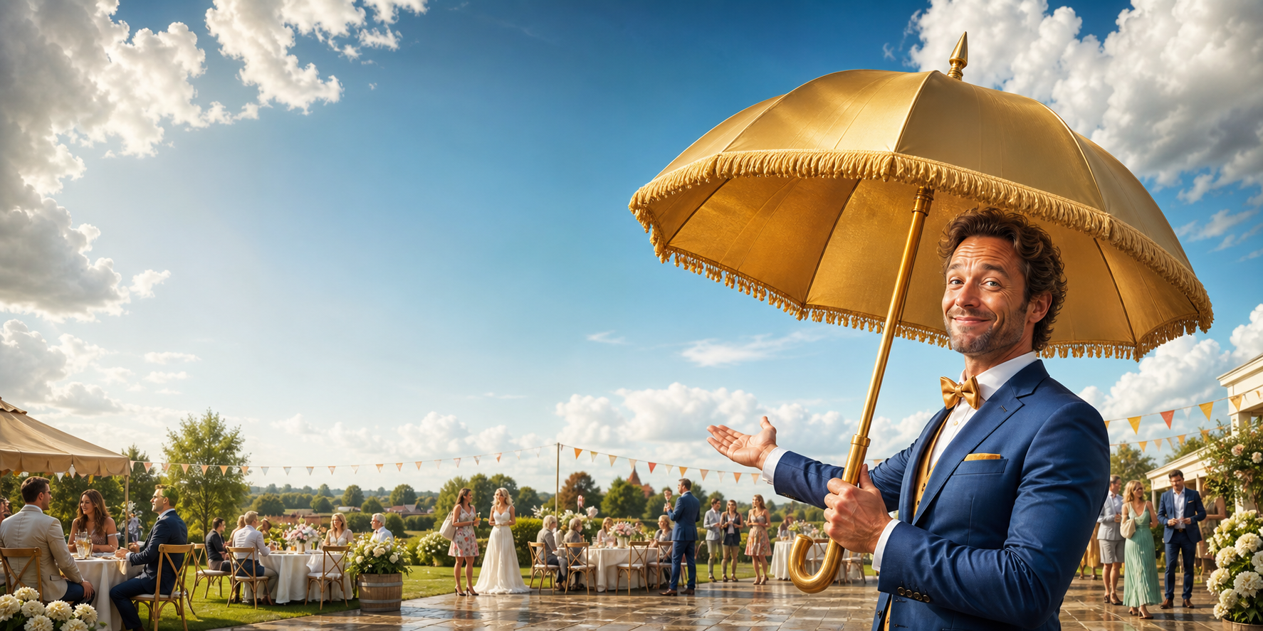 Feestelijke buitenlocatie met droog weer voor een evenement